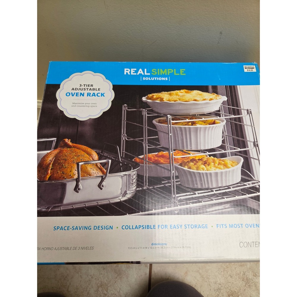 Real Simple Solutions 3-Tier Adjustable Oven Rack Space Saving Collapsible Rack